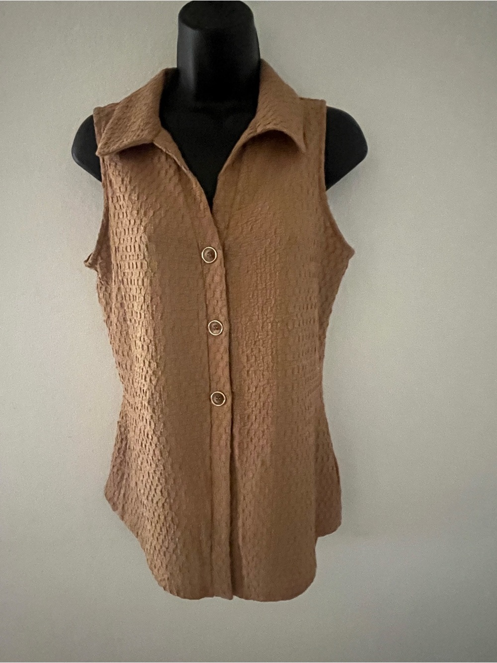 Sleeveless Button-Front Blouse